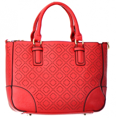 Faux Leather  Shoulder Handbag T1630  37846 Red